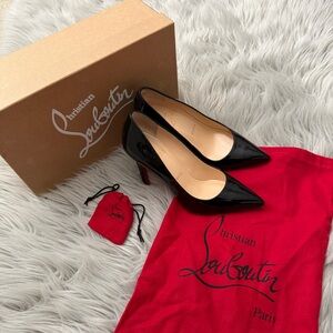 CHRISTIAN LOUBOUTIN Pigalle 100 mm Pumps Patent Calf Leather Black Size 35